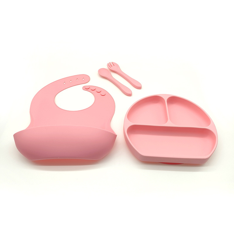 Complemento alimenticio transfronterizo para niños, plato de silicona, plato de suplemento alimenticio para bebés, plato de comida sonriente de seis piezas, vajilla para alimentación maternoinfantil al por mayor