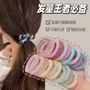 Korean-Style High-Quality Grape Coconut Hair Tie with Polka Dots, Telephone Line Style, Fresh and Versatile for Summer, Suitable for Daily Use