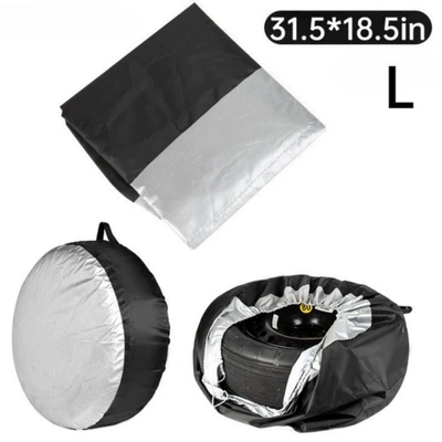 Spare wheel cover, Tire Cover Polyester Taffeta Wheel - black-and-silver-l-size-8047cm-single-pack