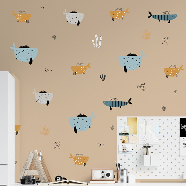 Graffiti hand -painted clown fish Children's room wall sticker…