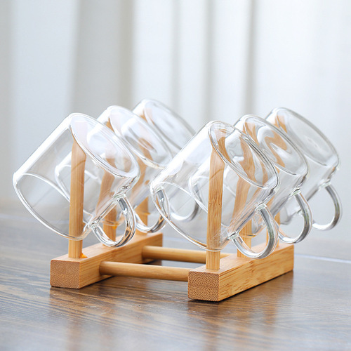 Tea cup rack storage rack Kung Fu tea set accessories tea ceremony wooden multi-layer storage rack draining and dustproof small cup holder