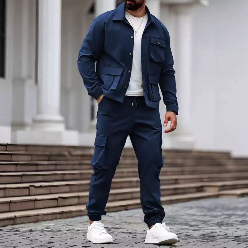 Completo uomo giacca da lavoro e pantaloni cargo multi-tasche_voghion.com