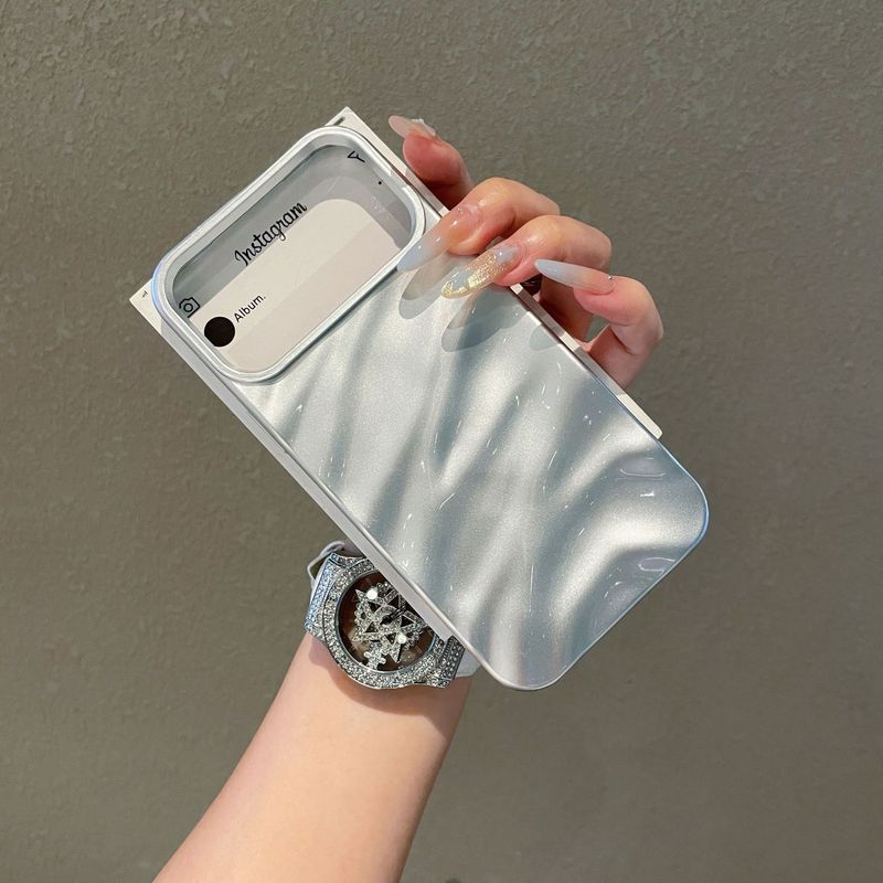 滴油光面褶皱适用iPhone17苹果手机壳16p波光水波纹13暗紫保护套|undefined