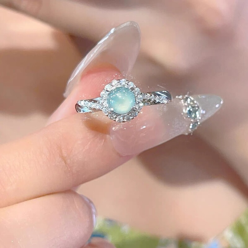 New Chinese Aqua Blue Egg Face Ring Women's Vintage Light Luxury High-end Finger Ring Fashionable Daily All-match Design Finger Ring New Chinese Aqua Blue Egg Face Ring Women's Vintage Light Luxury High-end Finger Ring Fashionable Daily All-match Design Finger Ring
