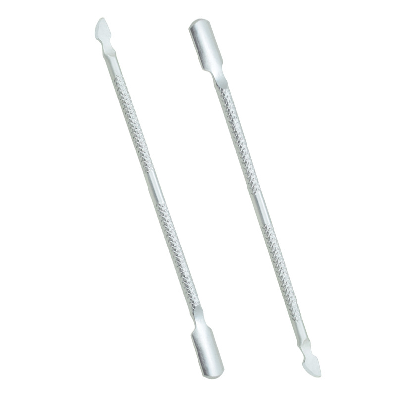 Fabricantes de acero inoxidable 9005 manicure acero empujar doble cabeza cuchilla de piel muerta para quitar uñas herramientas de manicure de goma de manicure casera