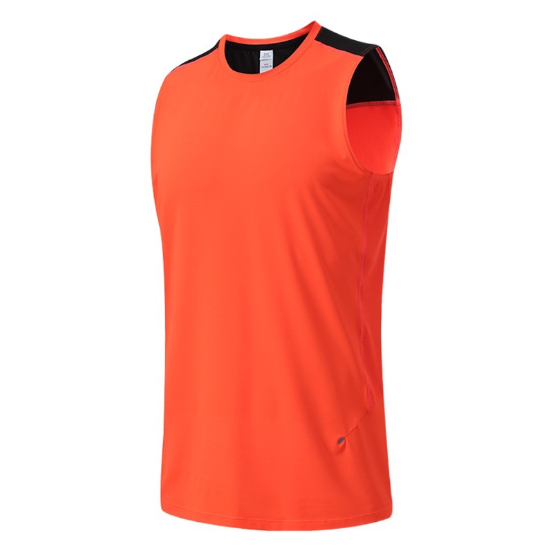 Men's Quick-Drying Vest Summer Round-Neck Fitness Training Sleeveless Moisture-Absorbing Breathable Wide-Shoulder Sports Quick-Drying