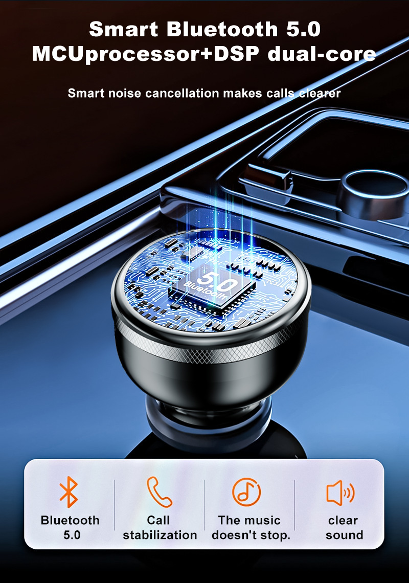 Cross-Border Bluetooth 5.0 Car Mobile Phone Charger Super Fast Charging Digital Display Mp3 Player USB Flash Drive Call Car Charger