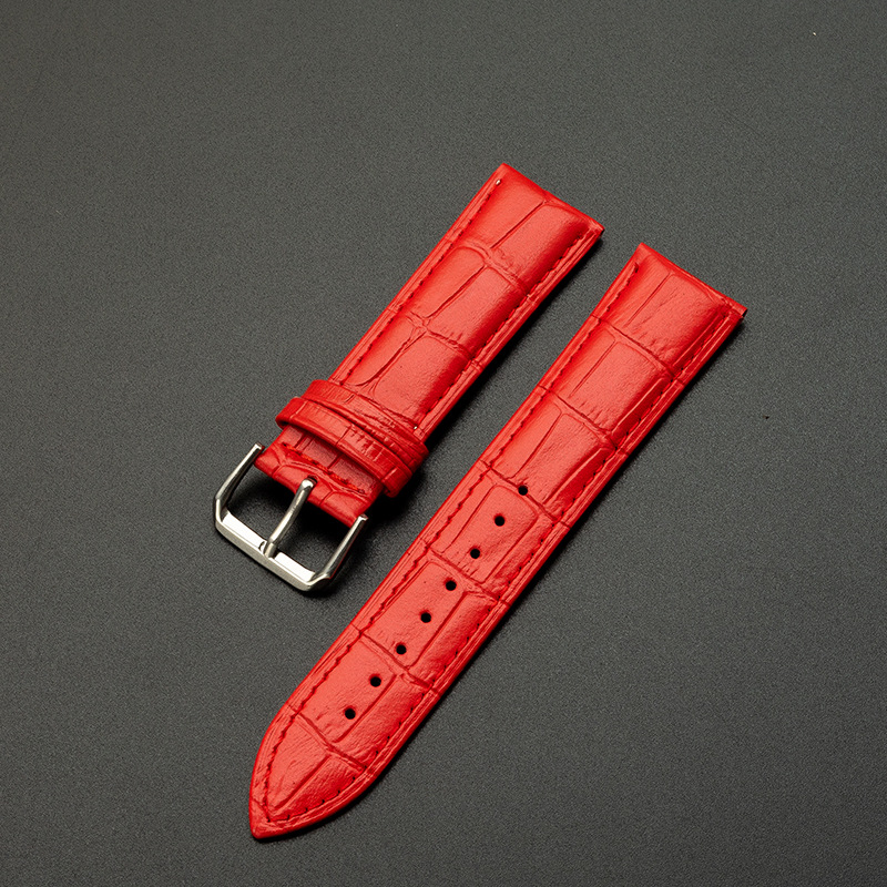 Correa de reloj de cuero genuino en stock al por mayor correa de reloj para hombres y mujeres de piel de vaca patrón de bambú accesorios de reloj de una sola pieza entrega