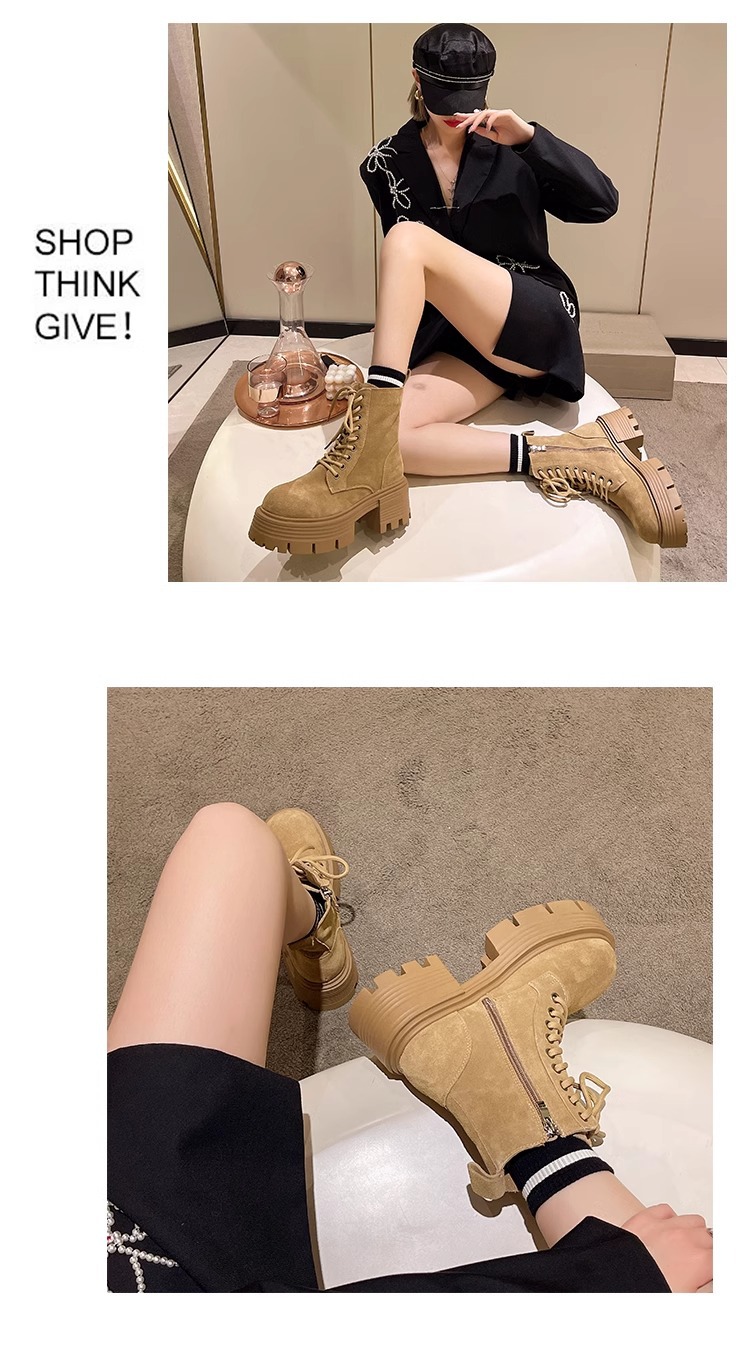 Women's Platform Ankle Boots British Style Thick Heel Autumn Winter_voghion.com