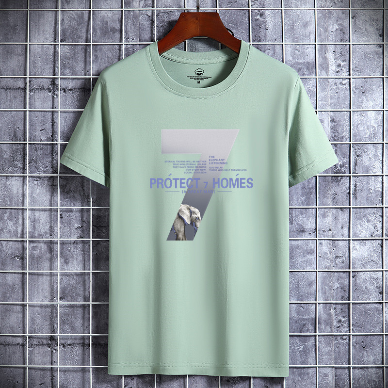 Camiseta de manga corta para hombres de verano nuevo cuello redondo de algodón de moda más tamaño de los hombres de Hong Kong estilo estudiante top de fondo entrega de media manga