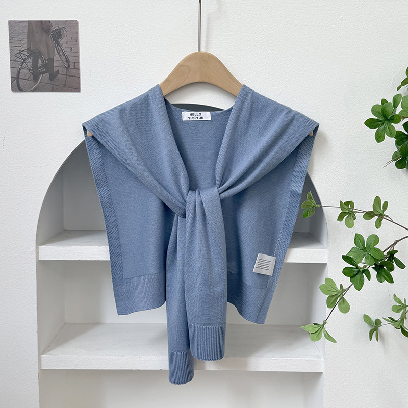 Challas de punto para mujeres primavera y verano coreano nuevo exterior de color sólido pequeño challas de aire acondicionado sala challas cuello falso hombro