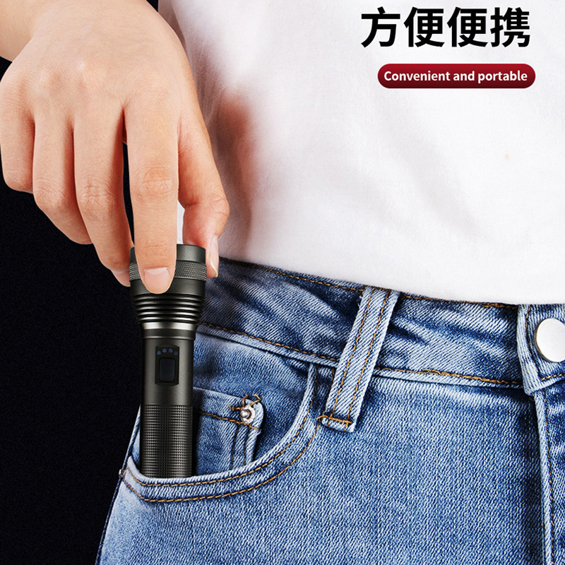 Nuevo blanco láser resaltar linterna transfronteriza caliente pesca correr luz larga resistencia portátil multi-función Zoom