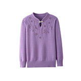 妈妈秋装洋气旗袍领打底毛衣中老年女秋季针织衫时尚风宽松毛衣，女装针织衫/毛衣，妃慕昵服饰