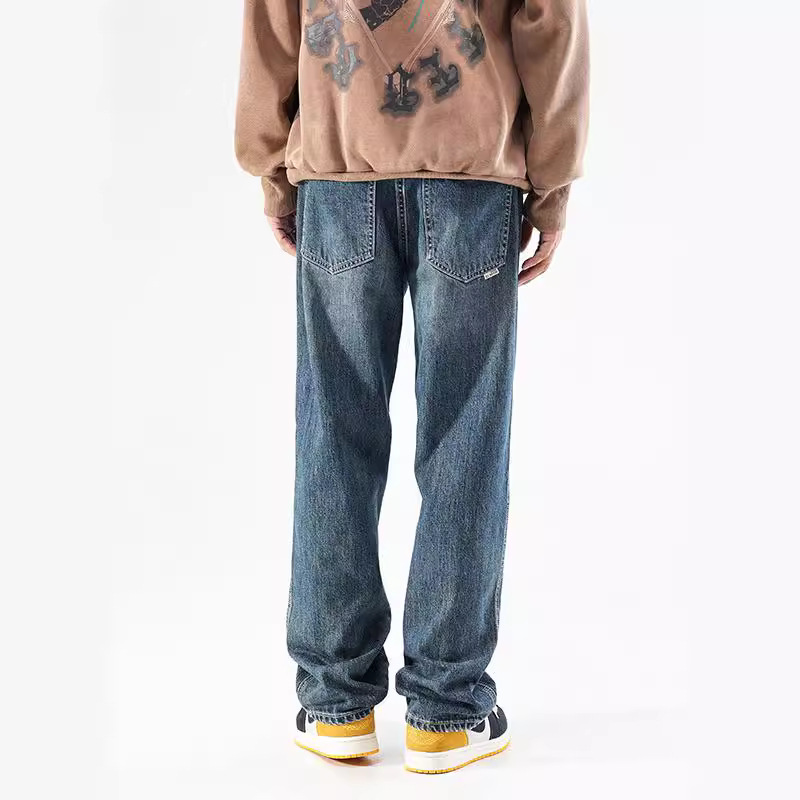 Ropa para hombre xxbro # Vaqueros adelgazantes de marca de moda urbana, pantalones anchos y holgados, pantalones largos versátiles de pierna recta, elegantes.