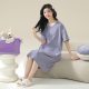 Class A Antibacterial 100% Cotton Nightgown Women's Summer Short-sleeved Mid-length plus size Cute Cotton dress Pajamas for Women