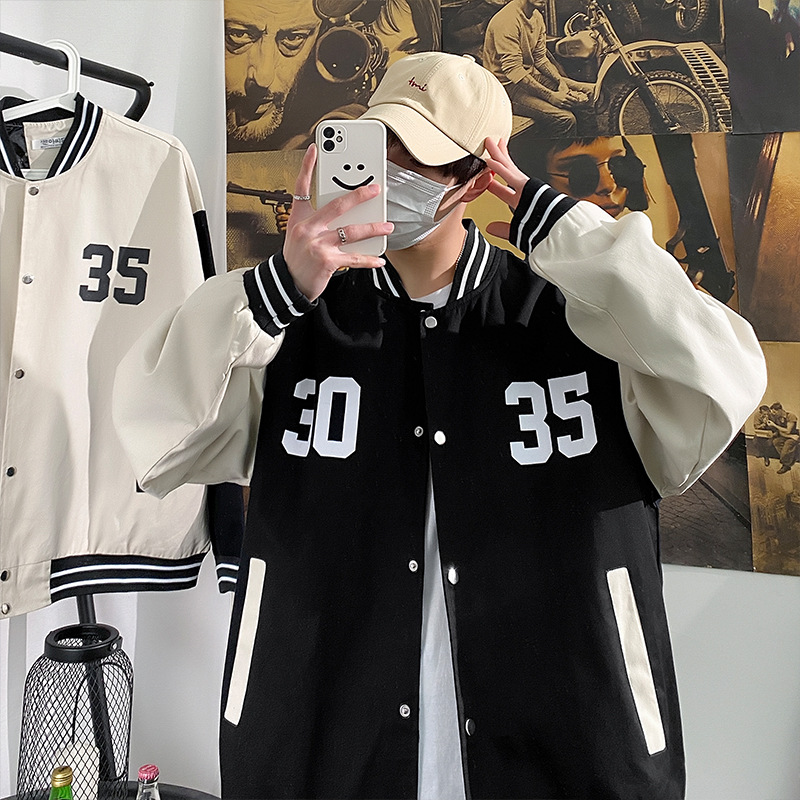 Spring and Autumn Loose Men's Jacket Cardigan Sweater Jacket with stand collar Casual Couple's Baseball Clothes