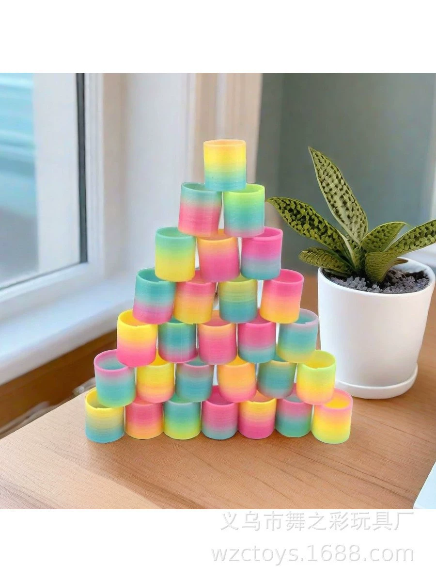 Радужная маленькая Slinky, разнообразная башня, красочное эластичное кольцо, игрушка, ностальгия, опт