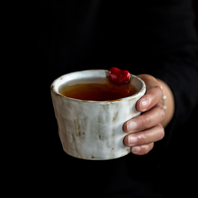 日式手作粗陶茶杯 粉引功夫茶具套装泡茶碗 陶瓷创意茶杯水杯茶杯|undefined