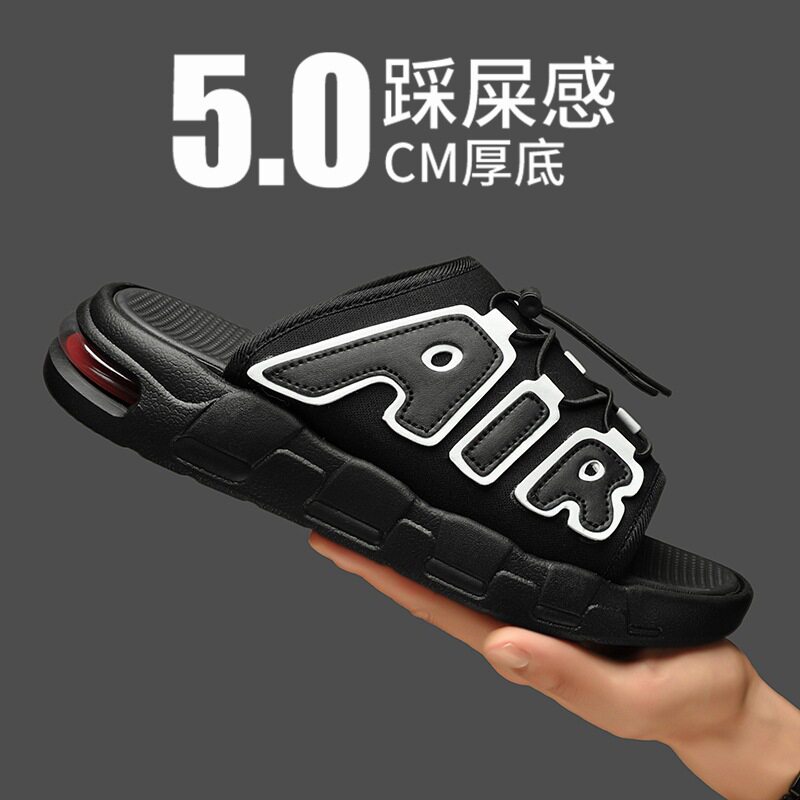 Dép lê đế dày chống trơn kiểu thể thao ngoài trời, form unisex size lớn — màu xám, màu đỏ, quần kaki, trắng