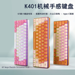 61キー芸果果k 401ノートデスクトップ有線ゲーム小型キーボードRGB発光キーボード卸売り代発