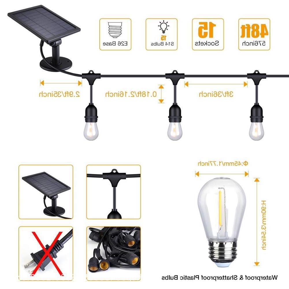 厂家供应 户外庭院防水灯串线 48FT E27 E26 防水灯串线 CE认证