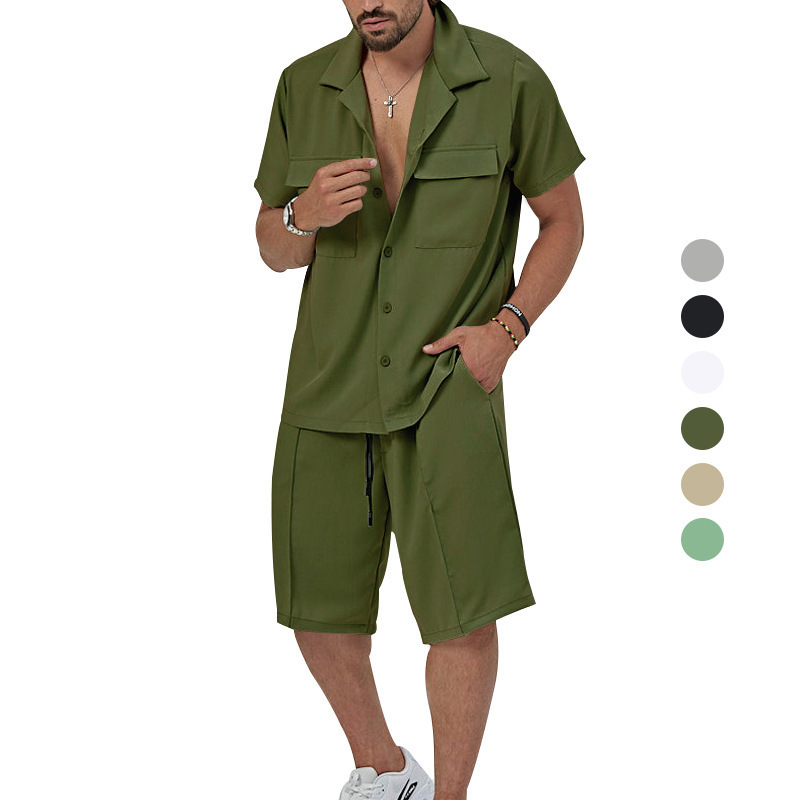 Men's Solid Color Shorts Sets Men's Clothing display picture 4