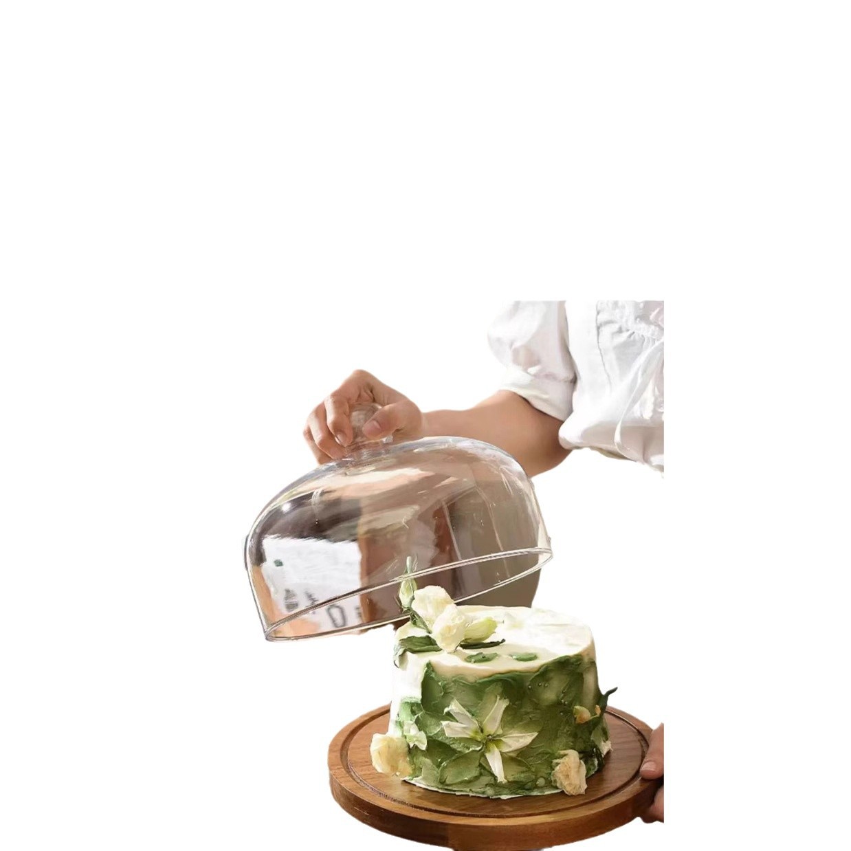 Bandeja de dim sum de celebridades creativas de Internet Bandeja de pastel nórdico nuevo plato de exhibición de bandeja de fruta de pastelería con cubierta de vidrio transparente simple