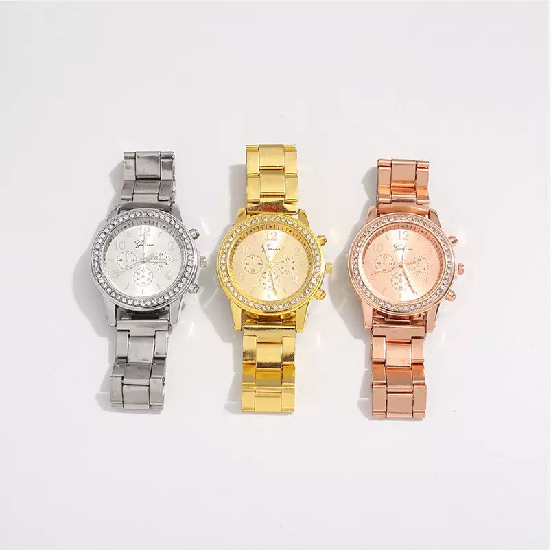 新款跨境外贸镶钻手表钢带镶钻手表