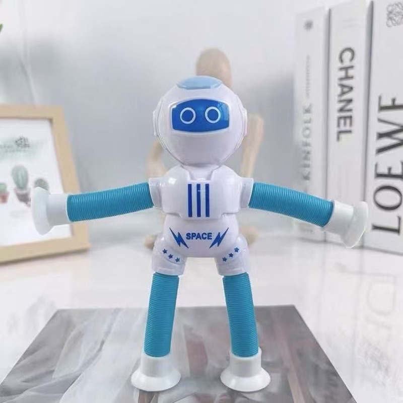 新しいクロスボーダー吸盤宇宙飛行士伸縮式多用途減圧発光子供の漫画知的おもちゃ伸長伸縮チューブおもちゃ|undefined