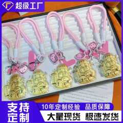 足金财源滚滚黄金钥匙扣财神也挂件手机包包挂饰节日送礼批发礼品