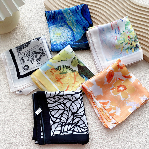 53 Fashion Small Square Scarf Women's Spring and Autumn Thin Scarf New Style Scarf Korean Decoration Versatile Stewardess Scarf