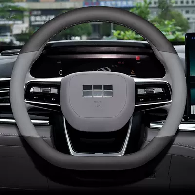 Suitable for Geely Galaxy Star 7 – Steering wheel cover - first-layer-cowhide-black-plain-gray-d-shaped-plate-genuine-leather-model-geely-galaxy-star-7