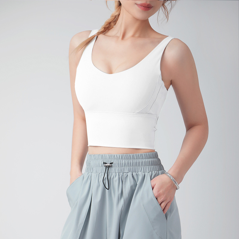 Ropa interior deportiva desnuda, almohadilla para el pecho fija integrada para mujer, chaleco de yoga a prueba de golpes, sujetador de fitness para correr