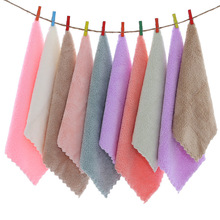 珊瑚绒方巾25*25方巾高密细纤维吸水柔软儿童方巾烫边毛巾批发