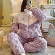 跨境新款月子服秋冬产后12月份珊瑚绒孕妇睡衣冬季加厚哺乳大码家