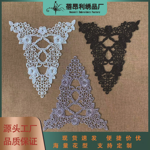 White Lolita Sheer Water Soluble Embroidered Lace Triangle Flower Backless Blouse Gloves Fashion Accessory Wholesale Handmade