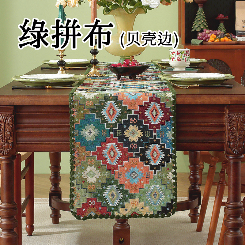 跨境新款客厅茶几茶旗装饰床头柜边柜盖巾仿棉麻地中海风桌旗批发|undefined