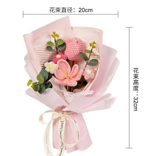 Birthday Gift Female Cross-border Foreign Trade Handmade Knitted Flower bouquet Finished Sunflower Wool Flower Simulation Fake Flower College Entrance Examination