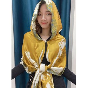 New Hooded Shawl Spring and Summer Sunscreen All-match Silk Scarf Hat Windproof Sand-proof Multi-use Li Jin Satan Bag Headscarf Explosive Fashion