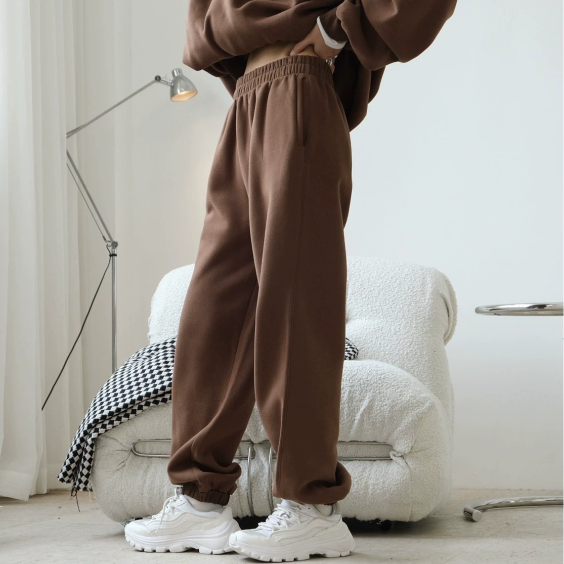 Костюм Лу Фу, новинка зимы, модный южнокорейский модный свитер с завязками на флисовой подкладке, брюки, эластичная теплая настоящая одежда, Свободные повседневные брюки для женщин