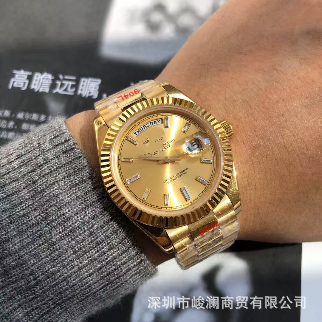 Comercio exterior transfronterizo negro DD diario de domingo mesa de juego verde reloj mecánico automático reloj de hombre reloj calendario doble