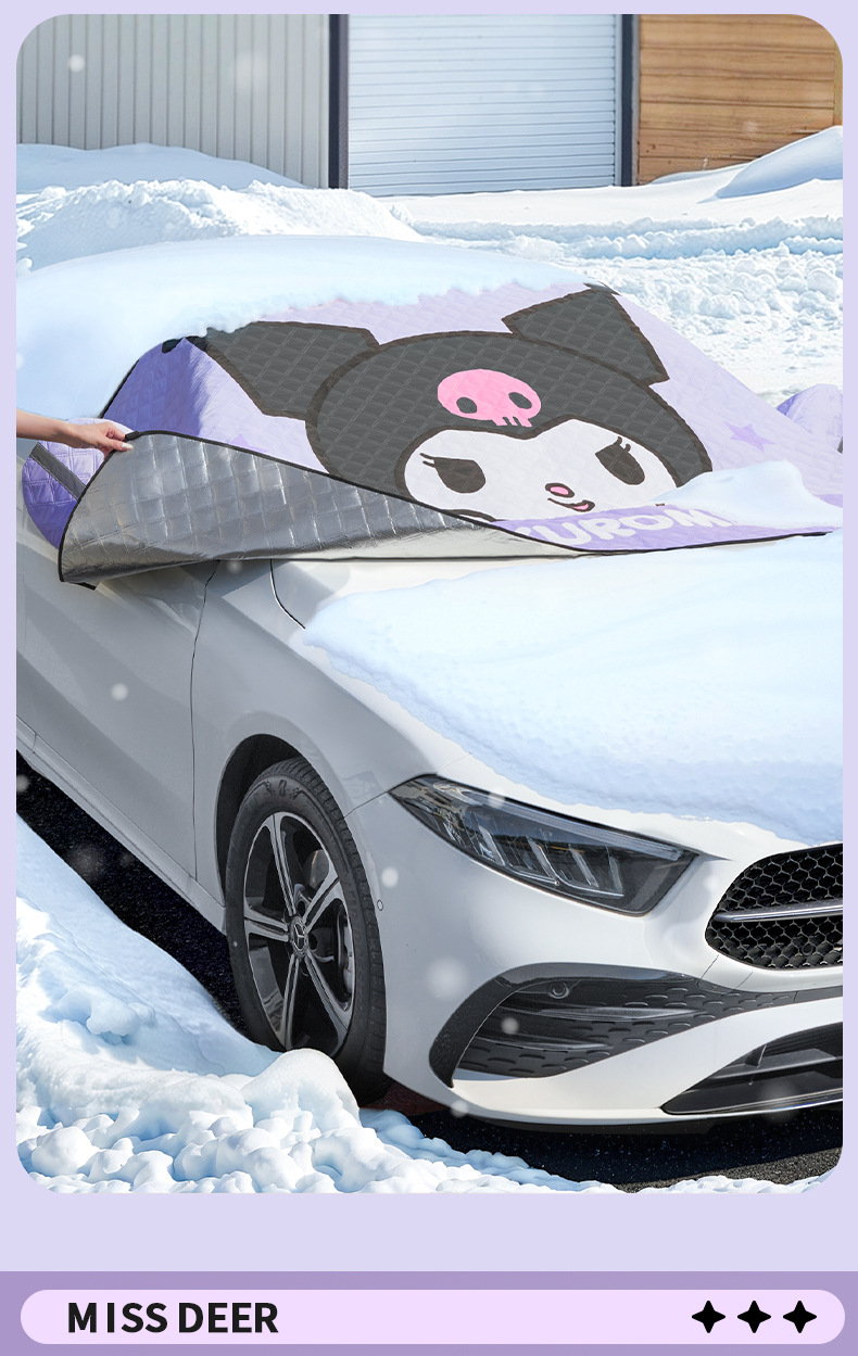 Sanrio Snow Cover for Car Windshield, Anti-Freeze Cover, Anti-Snow Cover, Winter Thickened Car Cover, Windshield Snow Cover