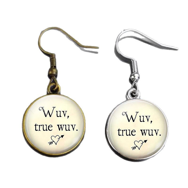 Personalidad Inglés Kiss me Pendientes de metal Novia Amor amonestación Joyas de amor Pendientes de gema de vidrio Transfronterizo