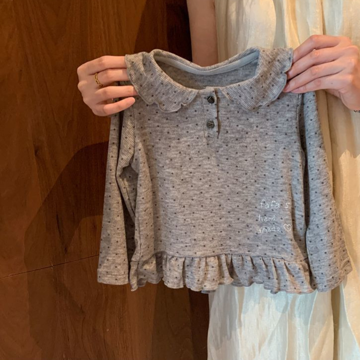 Girls' Spring and Autumn Stylish Polka Dot Long-Sleeve Top, New Autumn Outfit for Toddlers and Young Children, Versatile Children's Clothing for Baby Girls