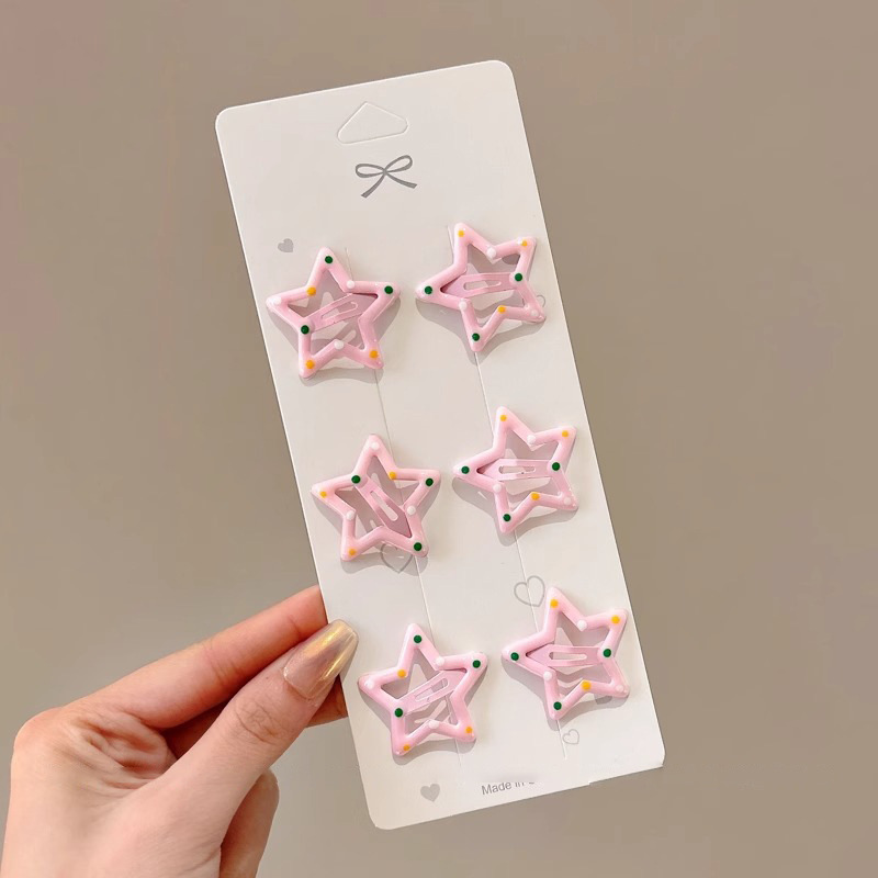 Horquilla de estrella de color dopamina 2025 nueva horquilla de gota de agua de nube para niños flequillo lateral bb clip tocado