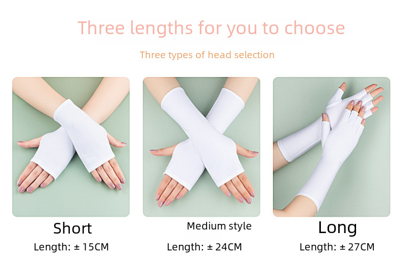 Summer Ice-cool Long Half-finger Sunscreen Sleeves Women's Ultraviolet Arm Protective Arm Sleeves  Sleeves Thin Riding Gloves_voghion.com