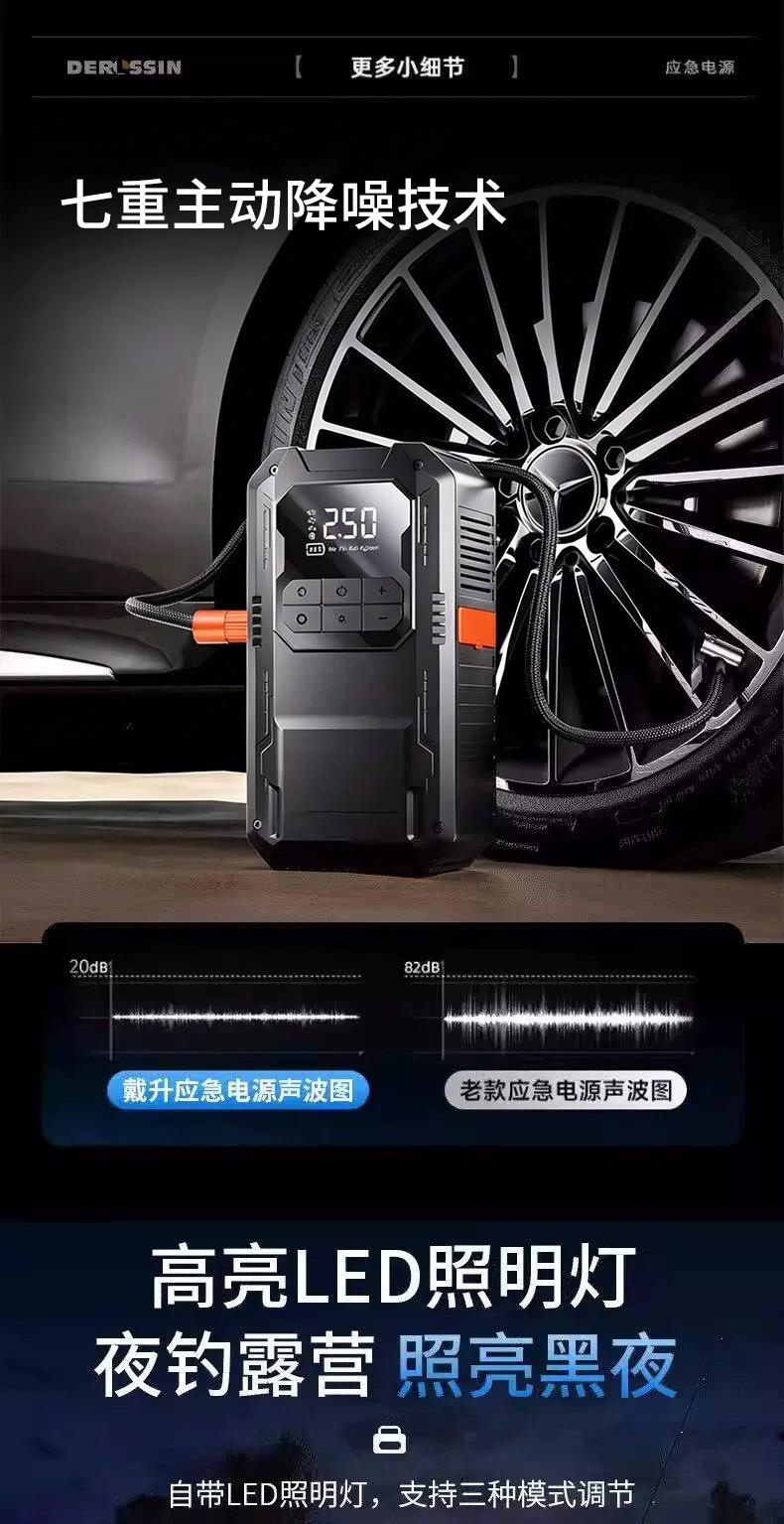 Multifunctional Vehicle-Mounted Air Pump All-In-One Device for Quick Inflation and Deflation of Tires, with Preset Tire Pressure Settings, and Emergency Car Jump Starter Power Supply