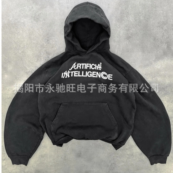 Short Hoodie All-match Pullover Sweater Spring and Autumn New Down Jacket Solid Color Letter Printed Hoodie