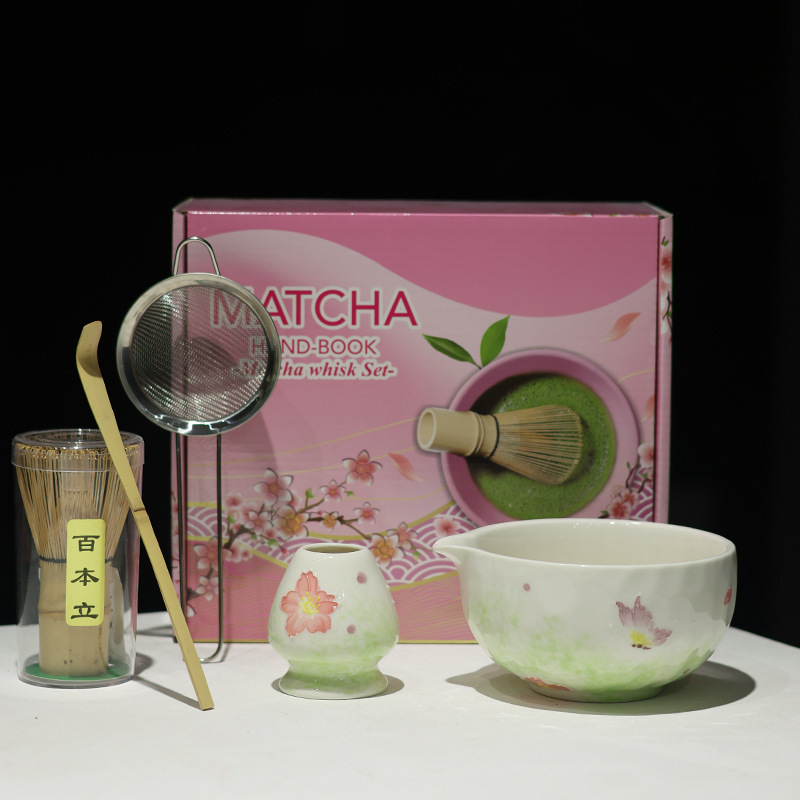 MATCHA跨境专供多款新品陶瓷5件套抹茶碗带嘴宋代点茶茶筅工具套|undefined