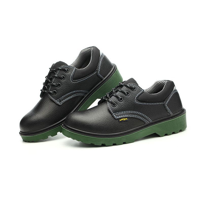 Polyurethane bottom steel head men's and women's anti-smash anti-puncture low-top green bottom four-season ultra-fiber leather labor shoes safety protection Polyurethane bottom steel head men's and women's anti-smash anti-puncture low-top green bottom four-season ultra-fiber leather labor shoes safety protection